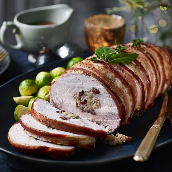 Turkey Breast Roll stuffed w/ cranberry, sage & onion