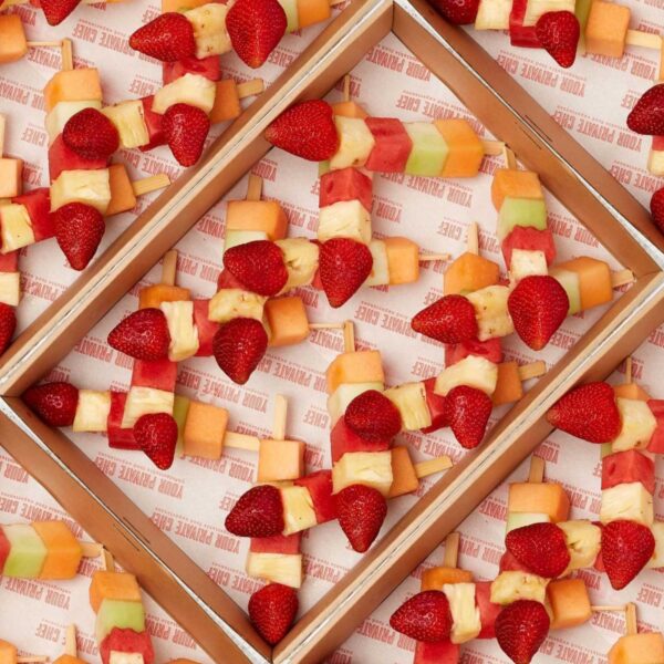 Fruit Skewer Box - Fruit skewers on fancy bamboo skewer