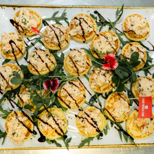 Prawn in lime, chilli & herb kewpie Mayo on a jalapeno fritter