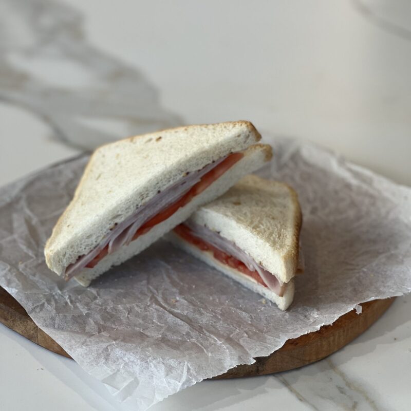 Individual Ham Cheese Tomato Sandwich on White