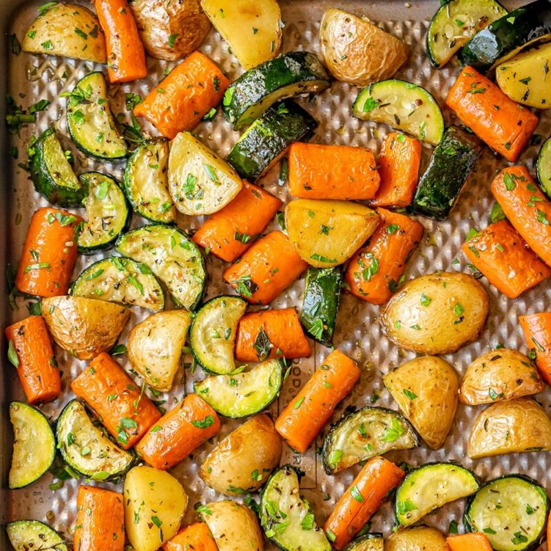 European herbed medley Chat potato, zucchini, sweet potato, carrots