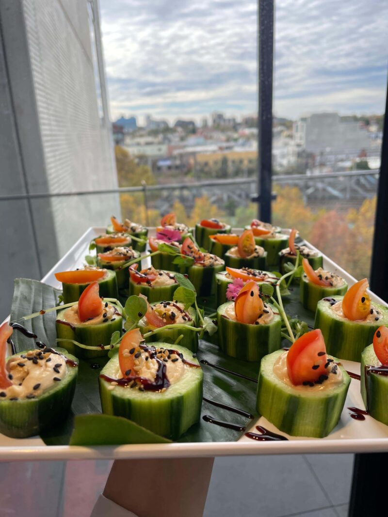 Spiced avocado salsa in a cucumber cup & micro herbs (v, gf, df, vegan) - Image 3