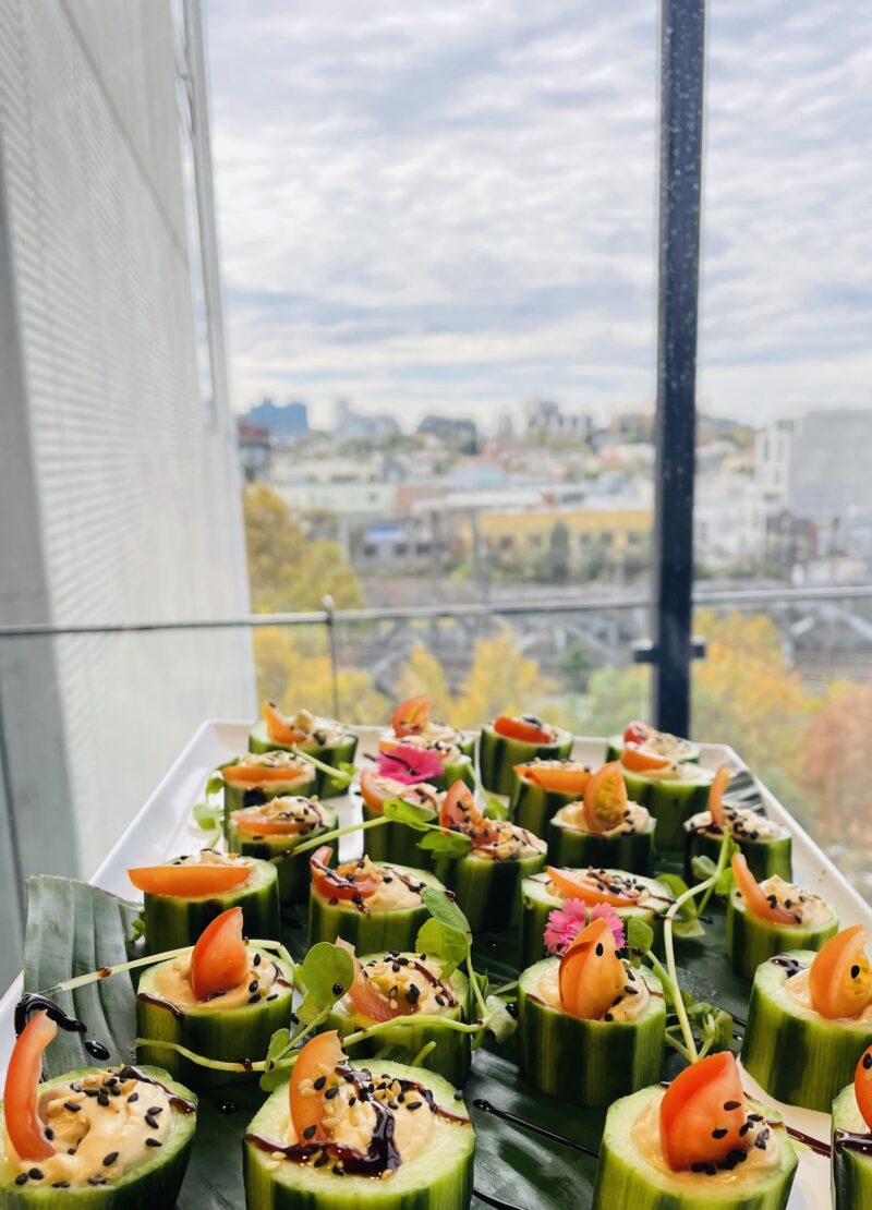 Spiced avocado salsa in a cucumber cup & micro herbs (v, gf, df, vegan) - Image 2
